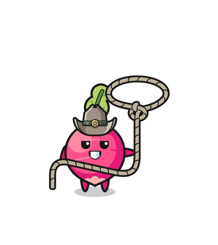 the radish cowboy with lasso rope vector