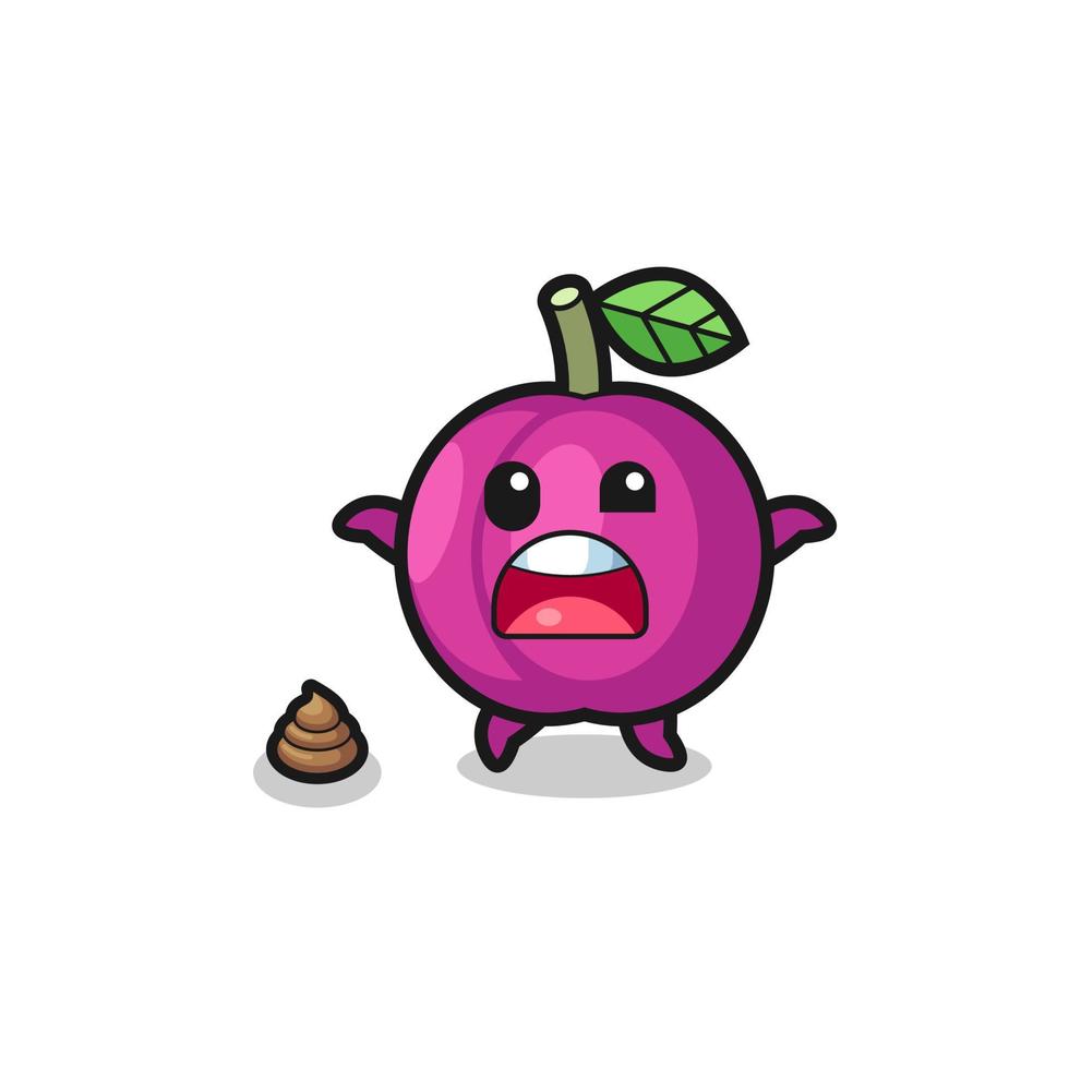 plum fruit earth surprised to meet poop vector