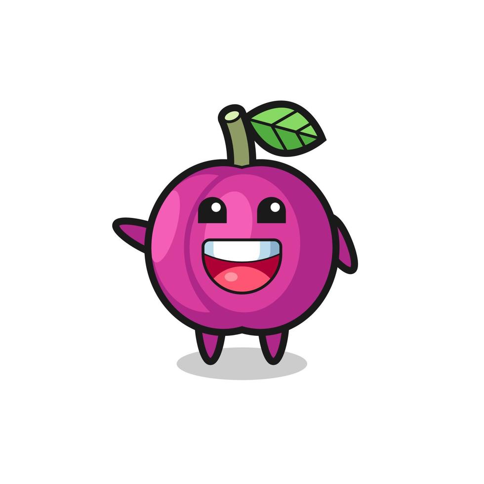 happy plum fruit cute mascot character vector