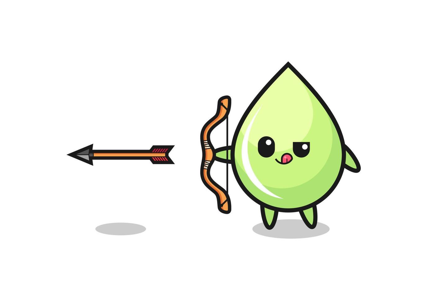 illustration of melon juice drop character doing archery vector