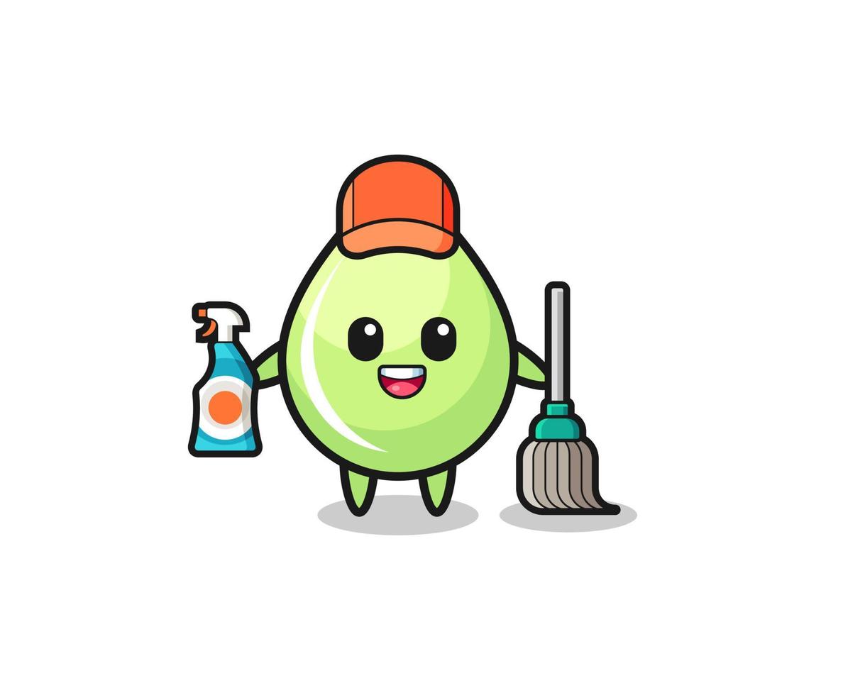 lindo personaje de gota de jugo de melón como mascota de servicios de limpieza vector