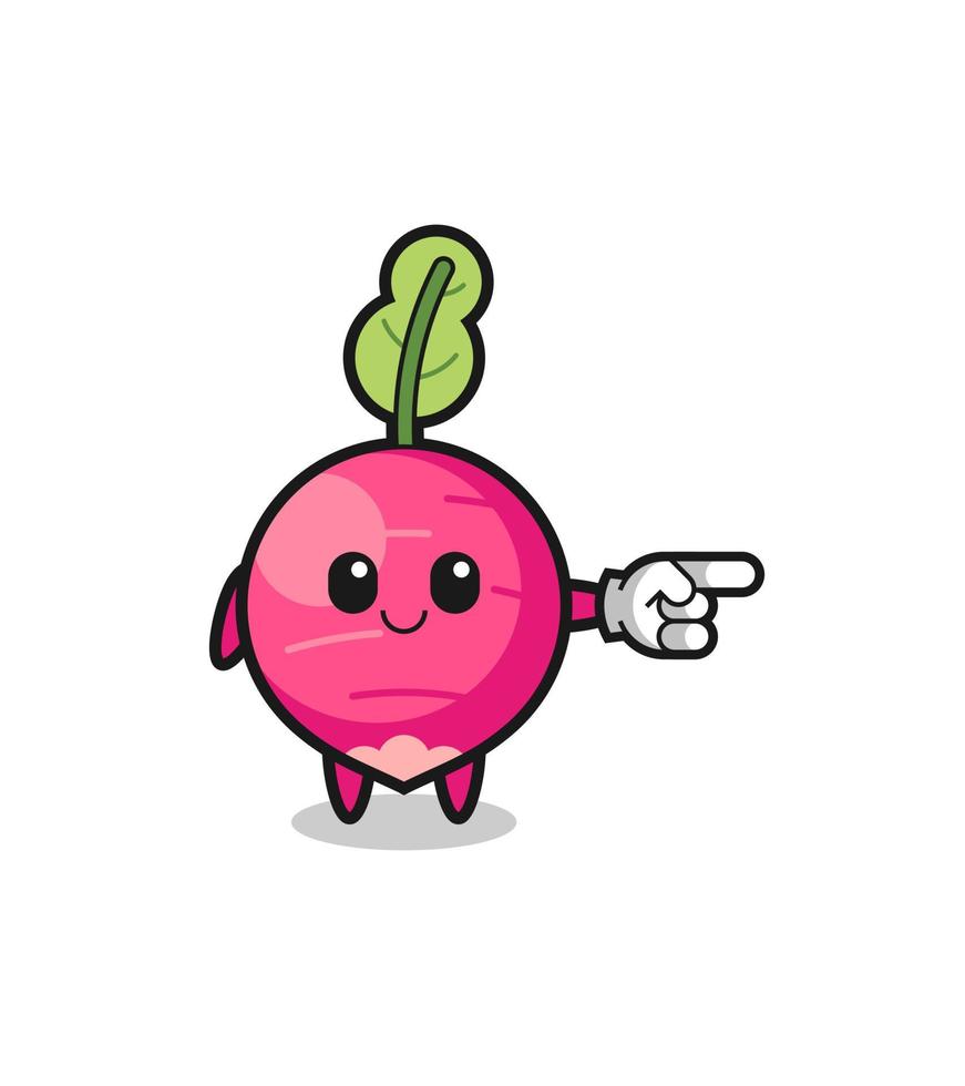 radish mascot with pointing right gesture 4531766 Vector Art at Vecteezy