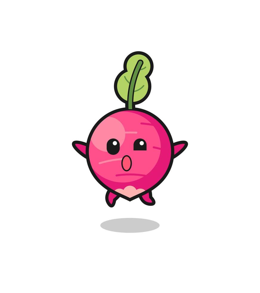 radish character is jumping gesture vector