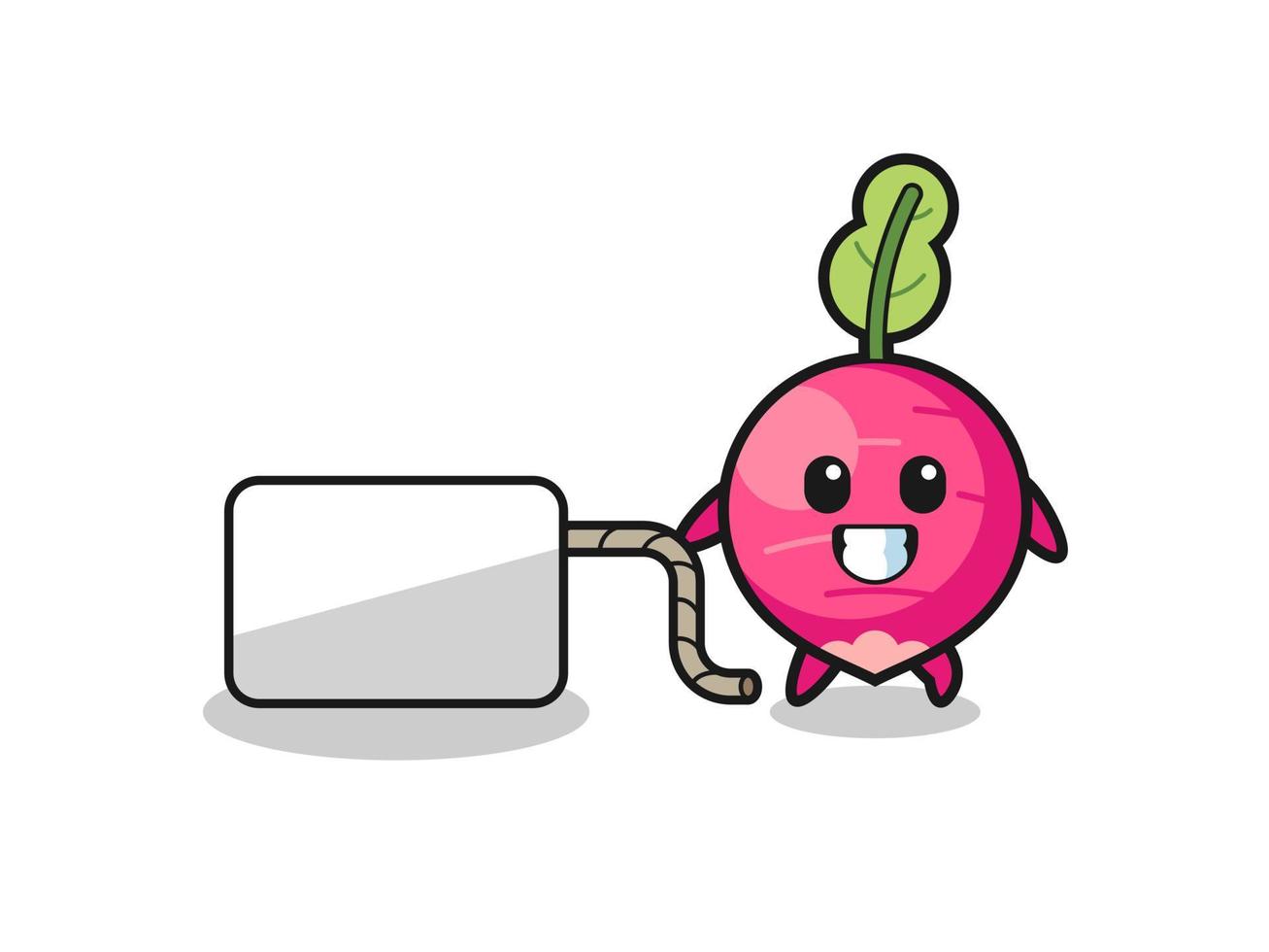 radish cartoon is pulling a banner vector