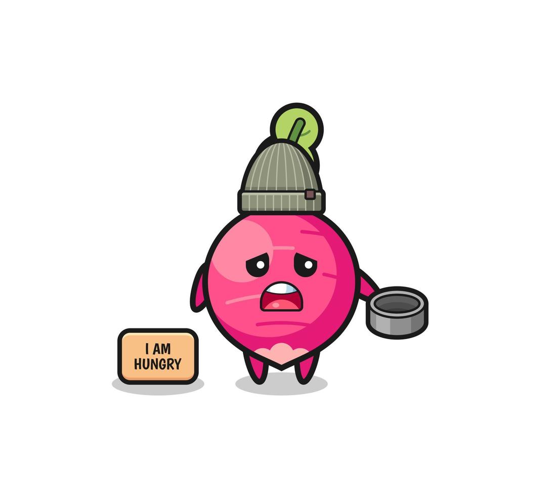 cute radish beggar cartoon character vector
