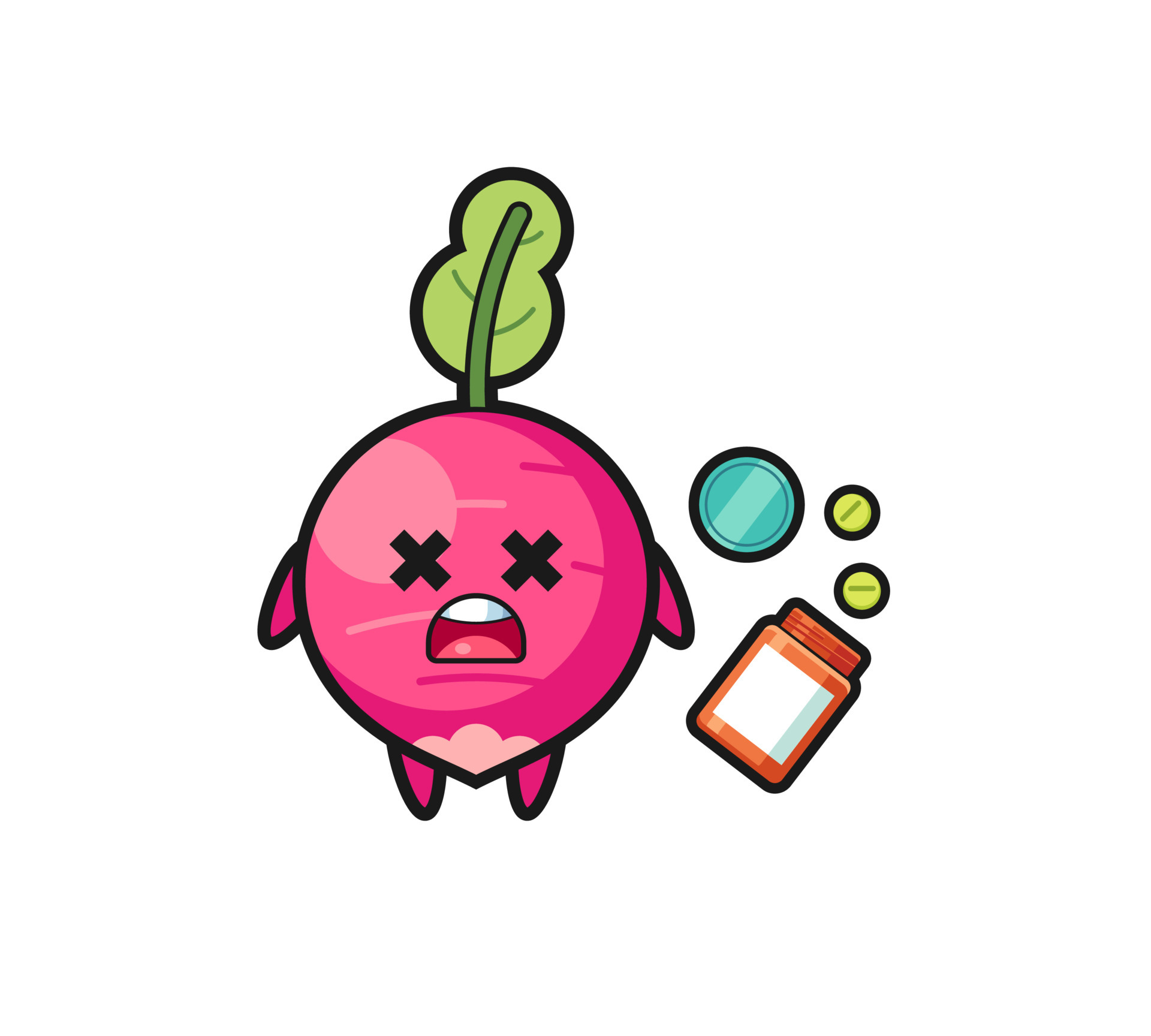 illustration of overdose radish character 4531827 Vector Art at Vecteezy