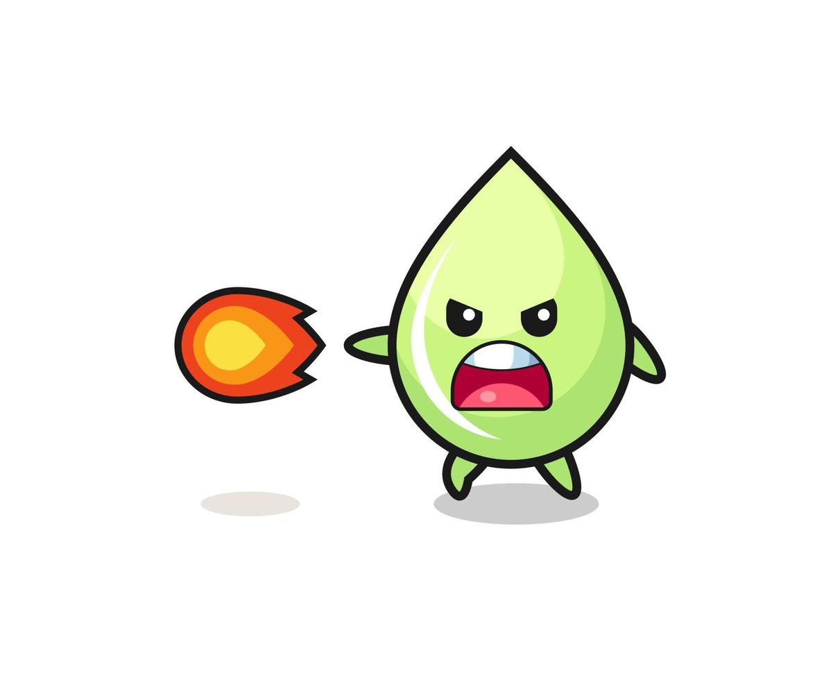 cute melon juice drop mascot is shooting fire power vector