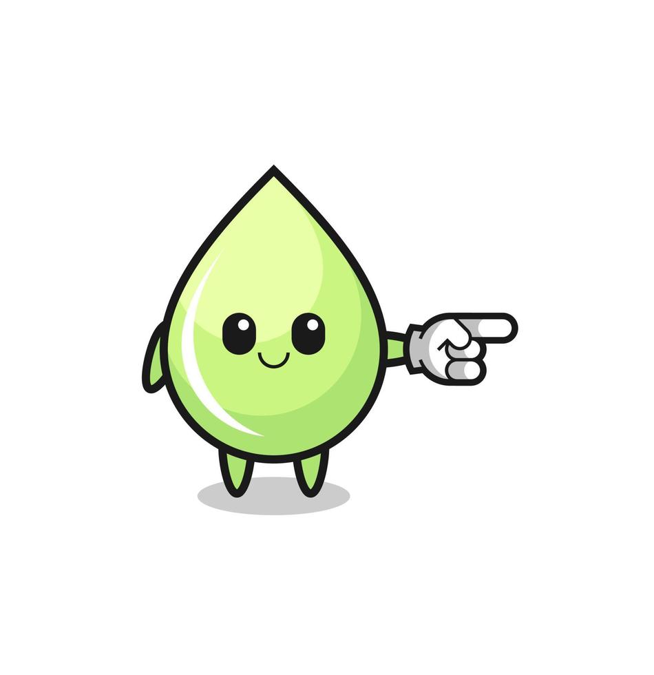 melon juice drop mascot with pointing right gesture vector