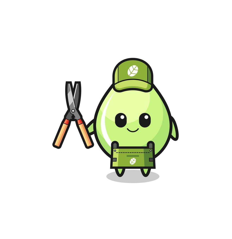 cute melon juice drop as gardener mascot vector