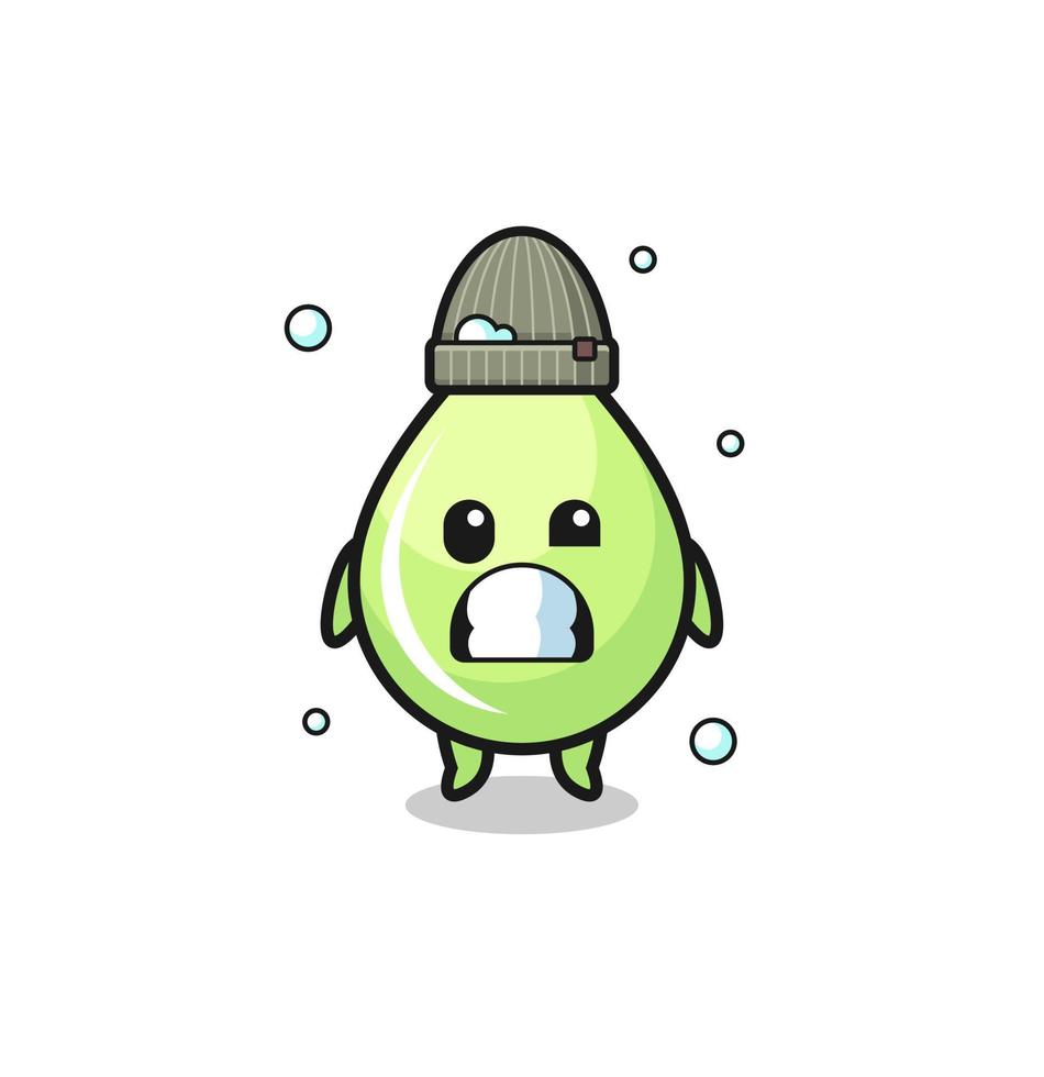 cute cartoon melon juice drop with shivering expression vector