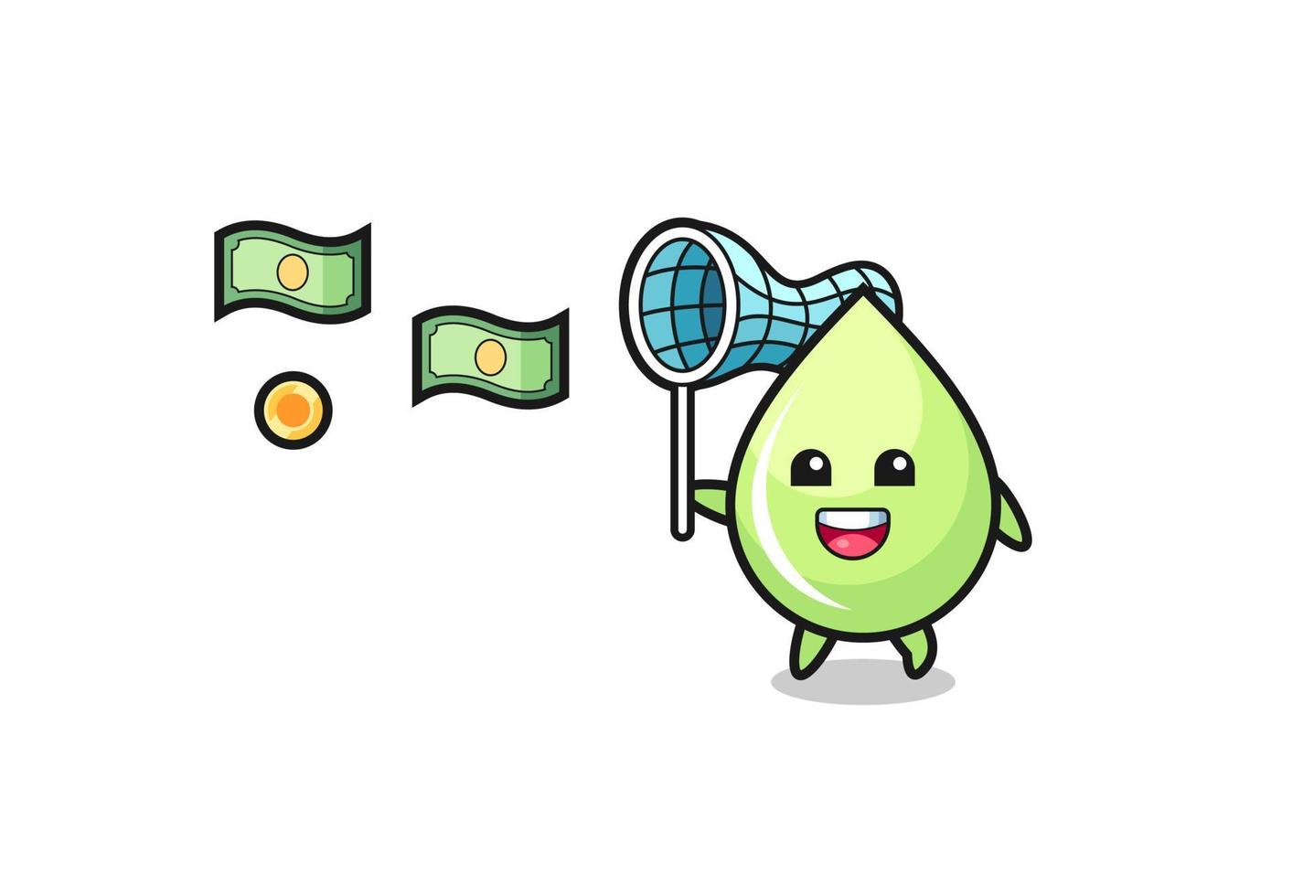 ilustración de la gota de jugo de melón atrapando dinero volador vector