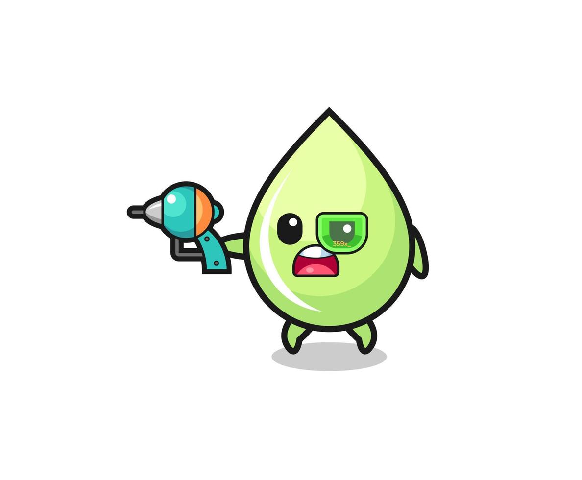 cute melon juice drop holding a future gun vector