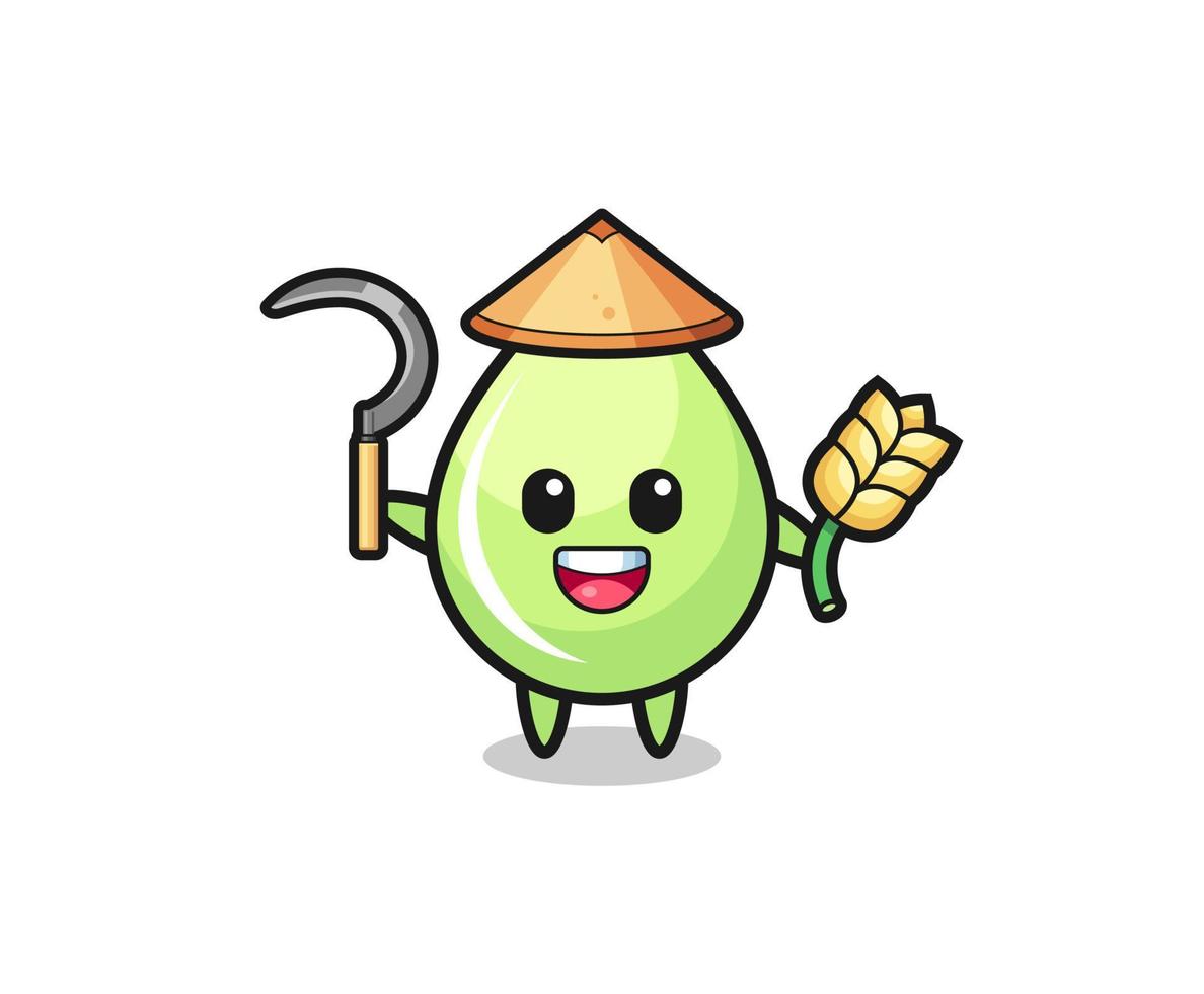 melon juice drop Asian farmer holding paddy vector