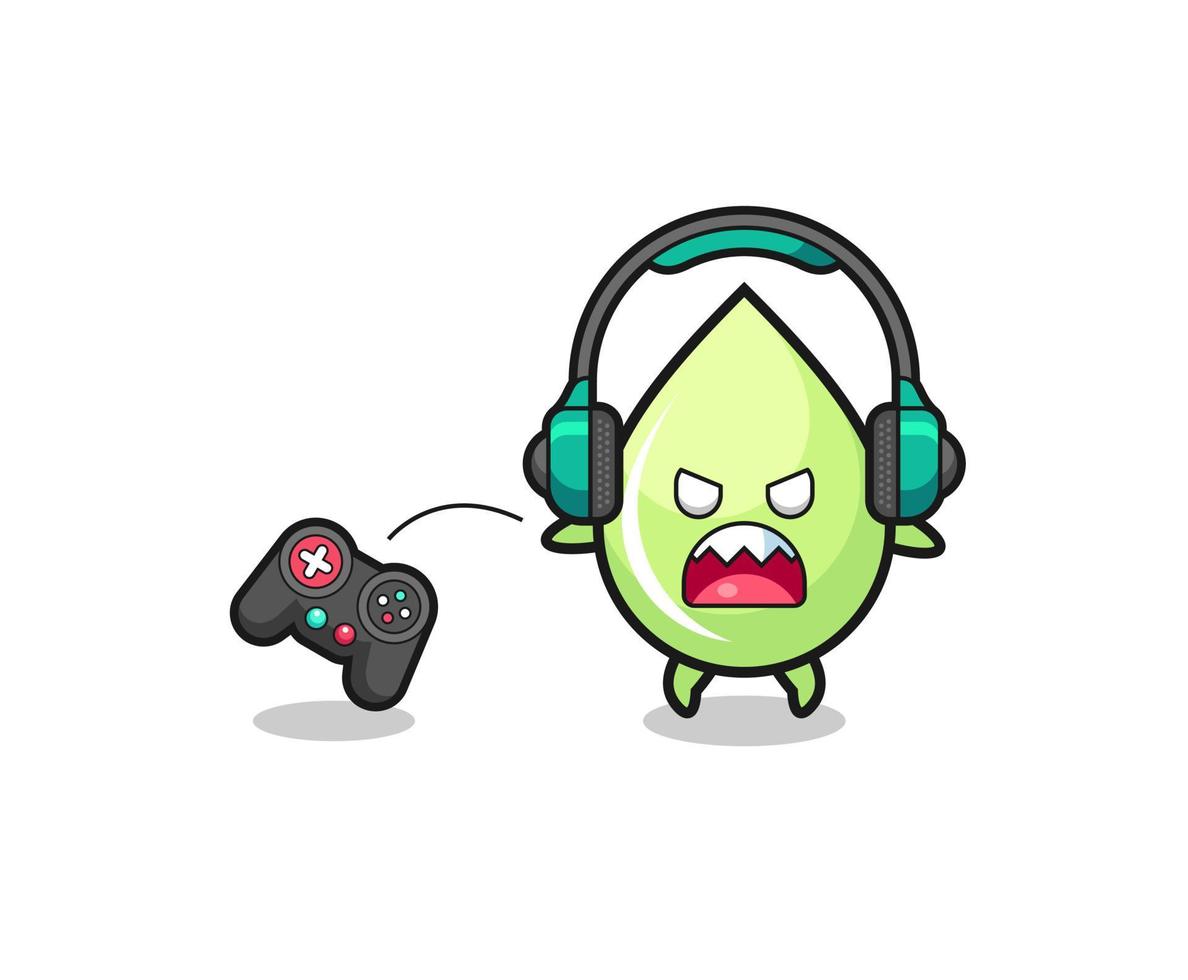 melon juice drop gamer mascot is angry vector