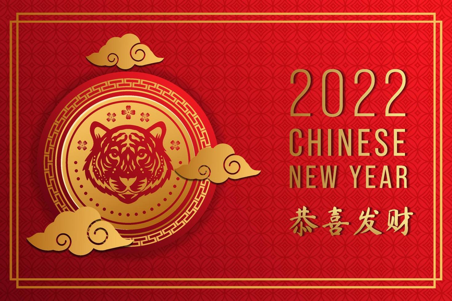Fondo de año nuevo chino con tigre shio o zodíaco chino 2022. ilustrador de vector de diseño