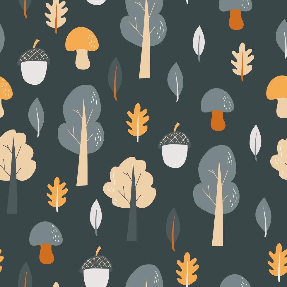 Seamless pattern - Vector illustration of hand drawn forest nature ...