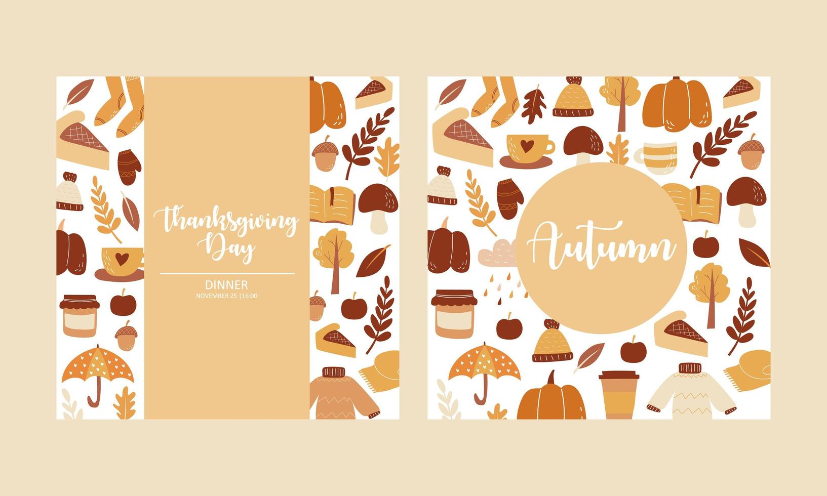 Autumn set, hand drawn elements. Perfect for card, poster, invitation. vector