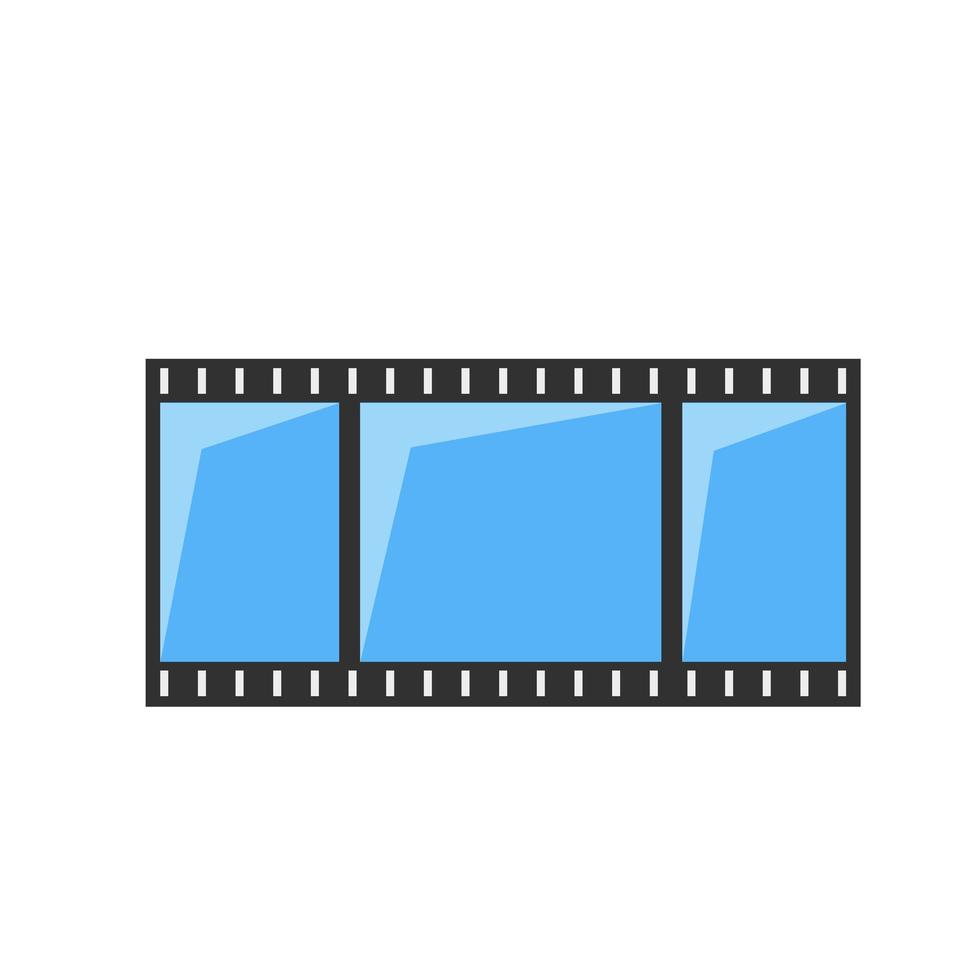 Film ribbon frame icon in blue color. vector