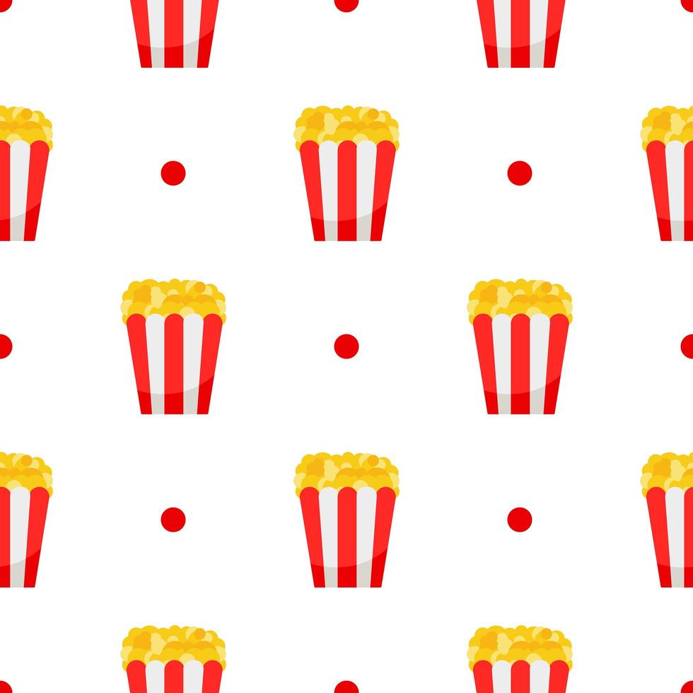 Popcorn. Seamless pattern with popcorn pack. Vector illustration on white