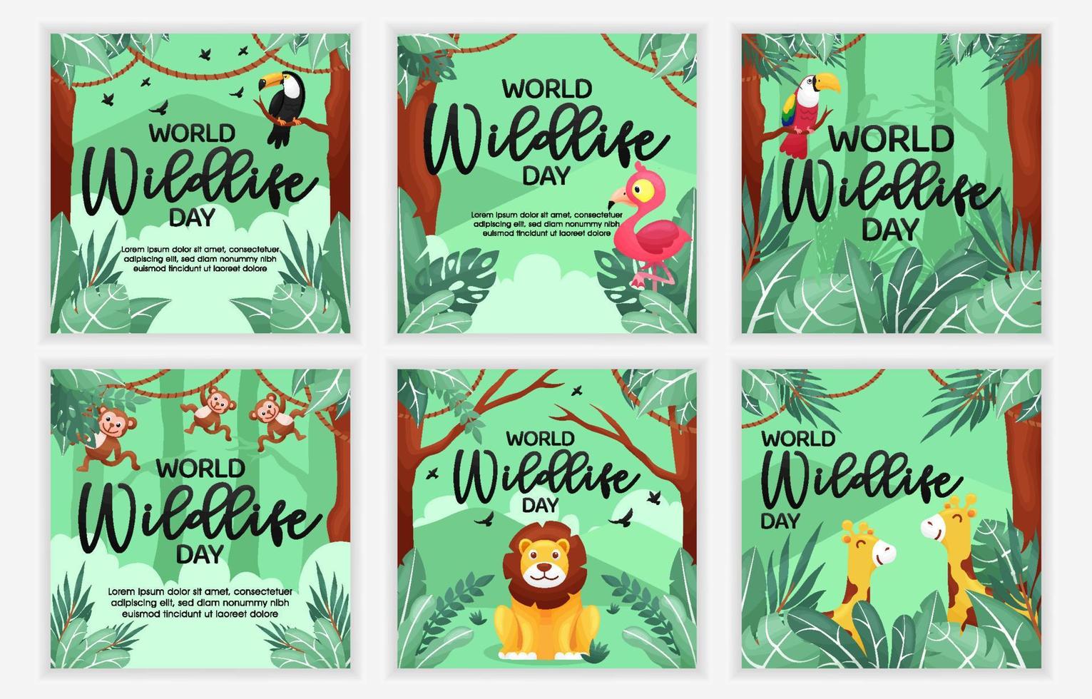 Wild Life Social Media Posts vector