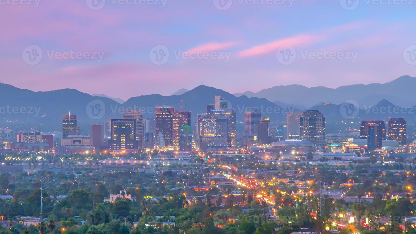 Phoenix city downtown skyline cityscape of Arizona in USA photo