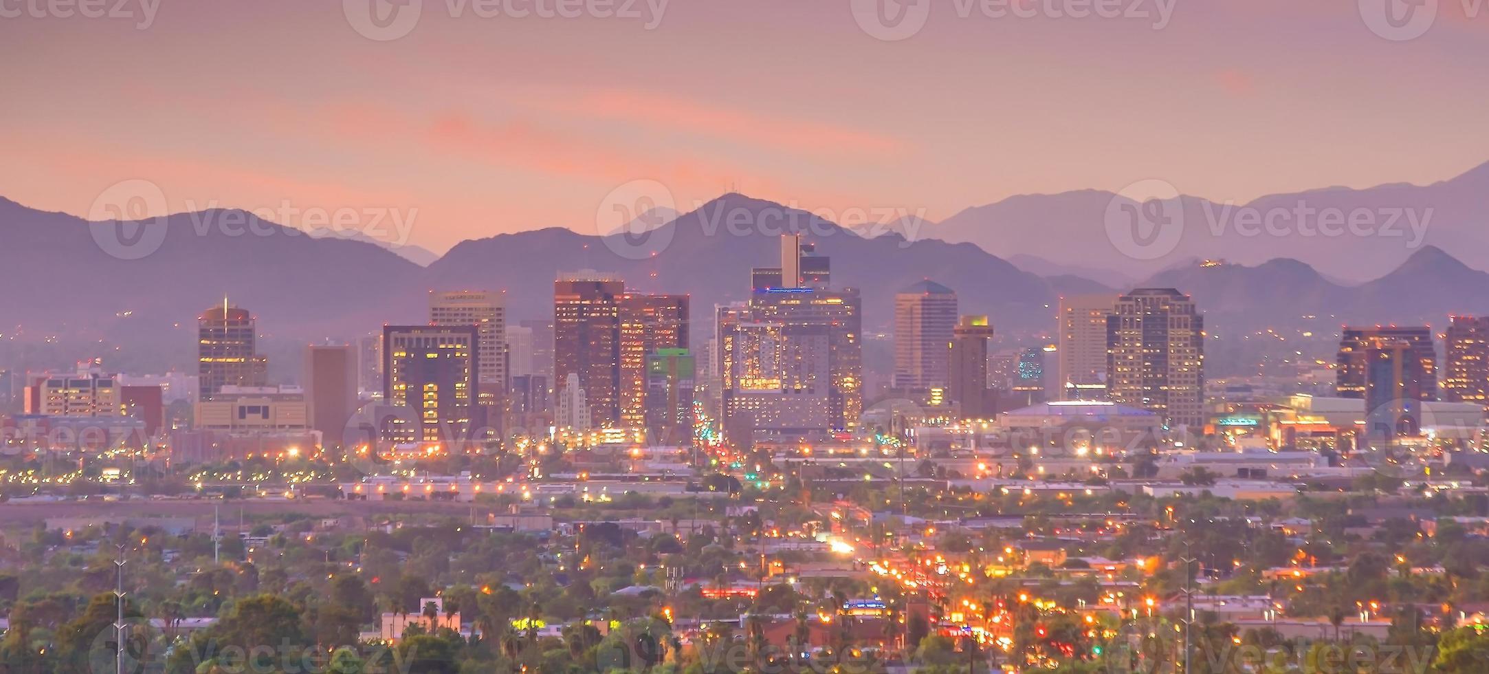 Phoenix city downtown skyline cityscape of Arizona in USA photo