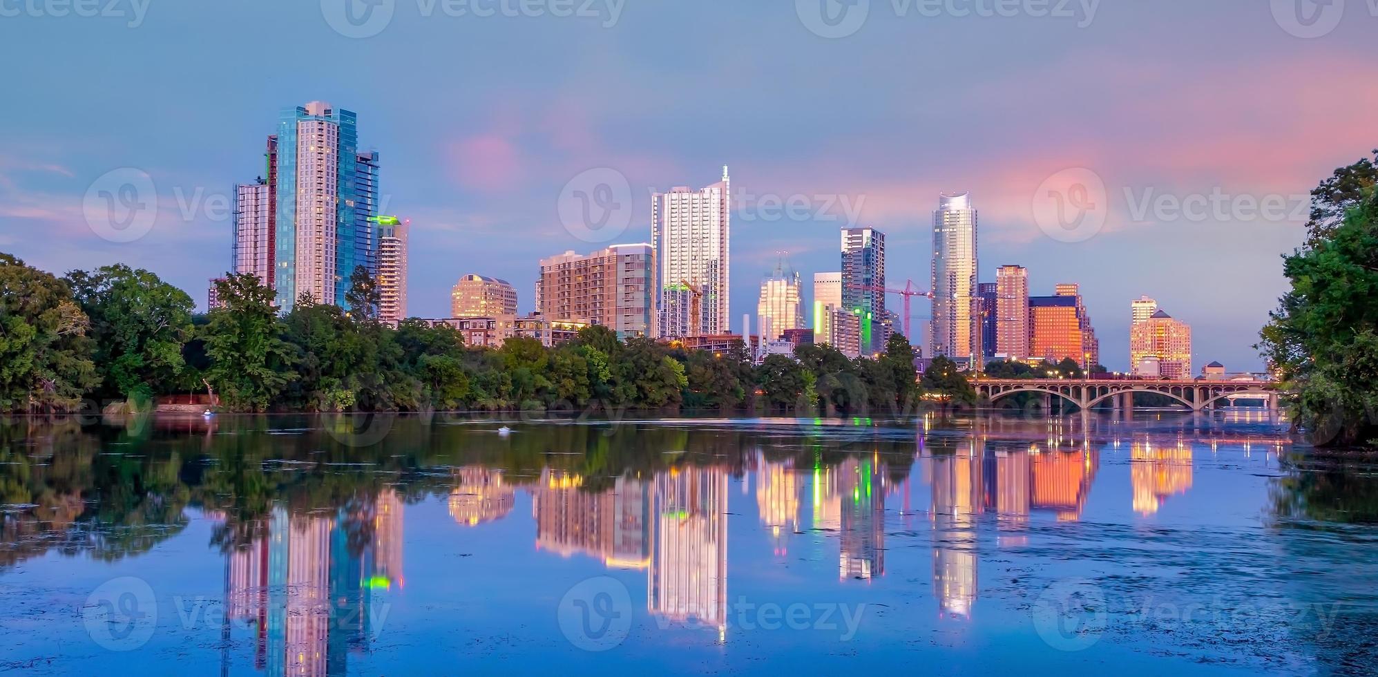 Austin city downtown skyline cityscape of Texas USA photo