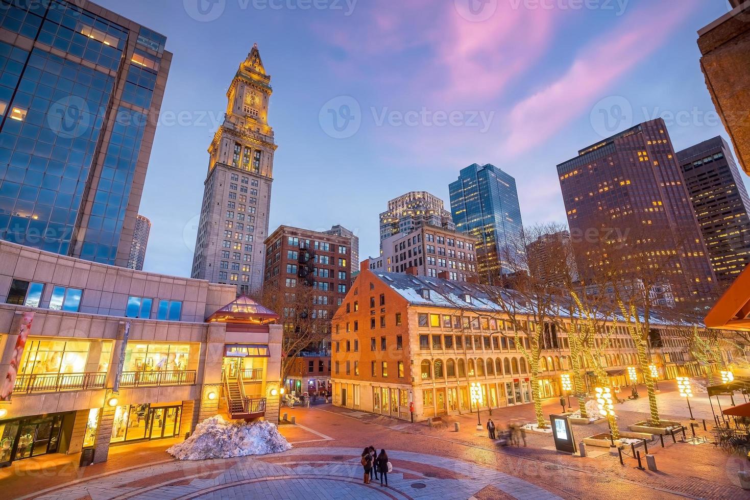 Downtown cityscape of old Market  in the historic area of Boston  USA photo