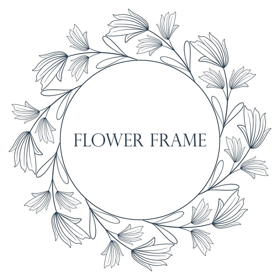Ilustración de vector de marco floral botánico circular