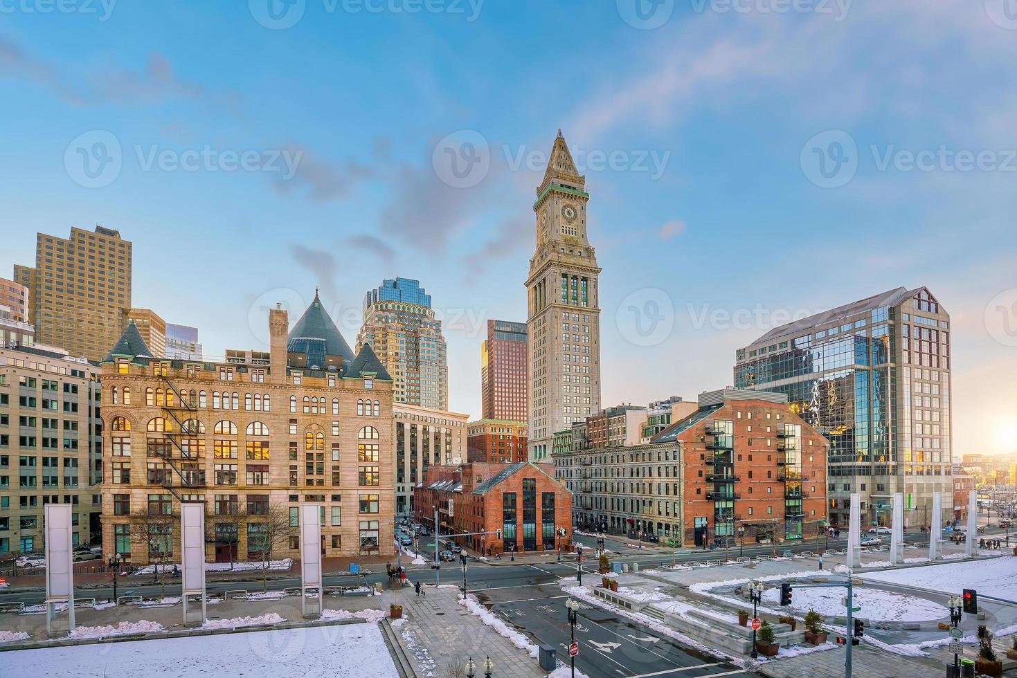 Downtown cityscape of old Market  in the historic area of Boston  USA photo