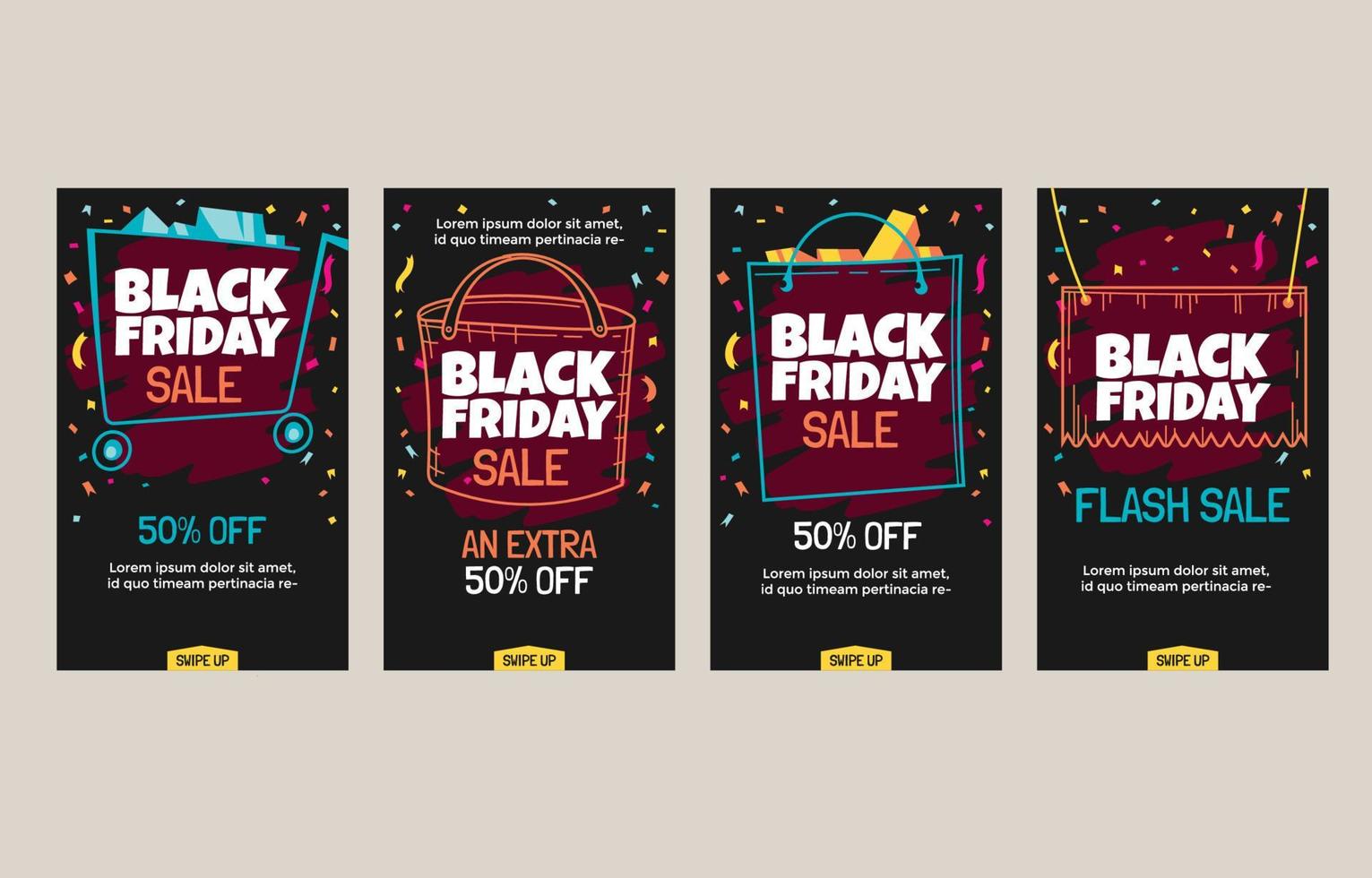 Black Friday Social Media Story Posts vector