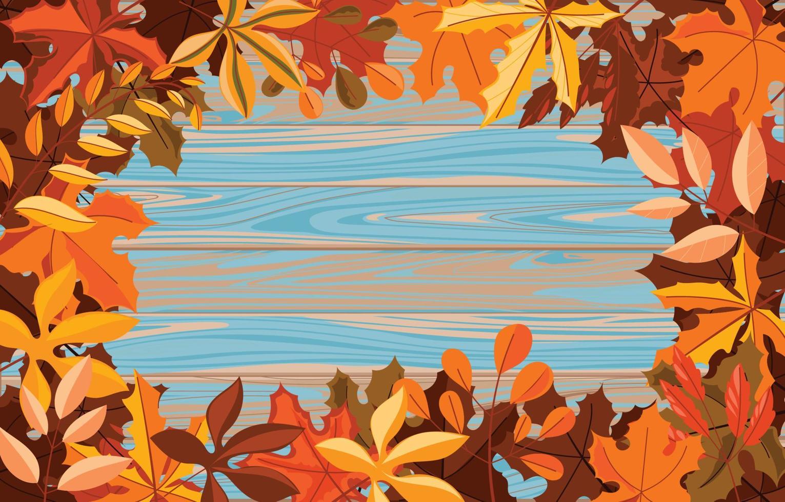 Fall Foliage Wood Background vector