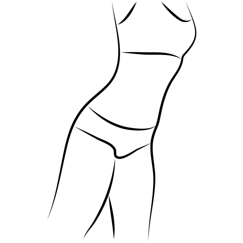 Abstract minimalist female figure in underwear. Vector fashion illustration of a woman's body in modern linear style. elegant art For posters, tattoos, underwear shop logos.