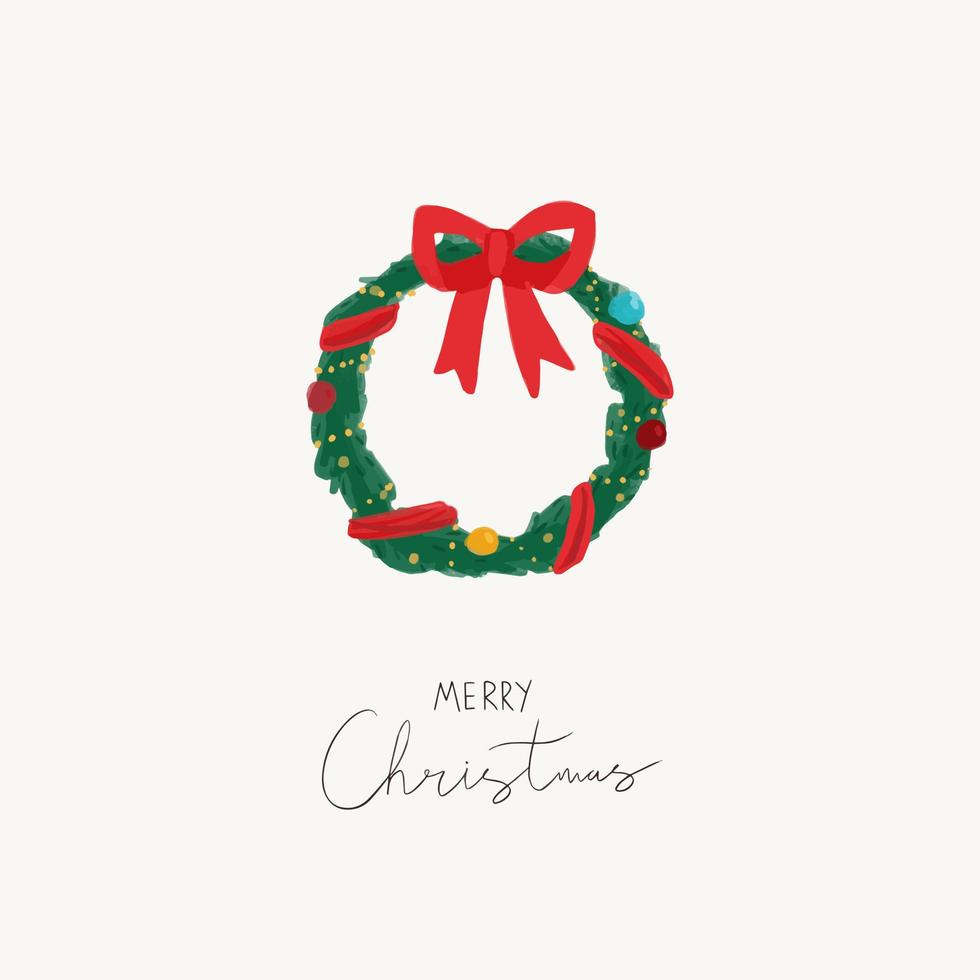 tarjeta de felicitación de guirnalda de navidad dibujada a mano simple y acogedora vector