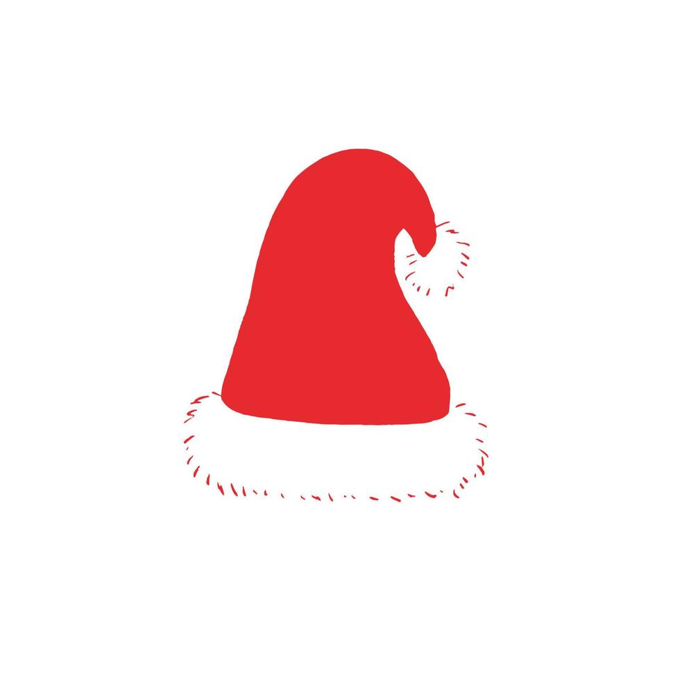 Hand drawn simple minimalist cozy Santa Claus hat vector