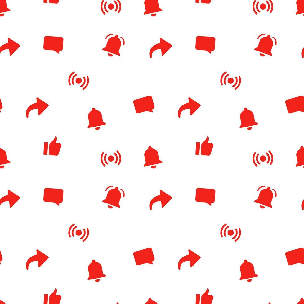 Seamless pattern with red video social media icons. vector