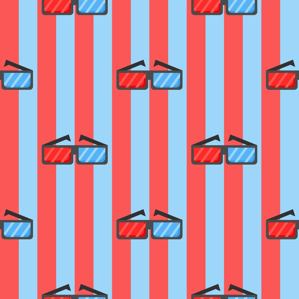 Striped 3D glasses seamless pattern background. Vector file