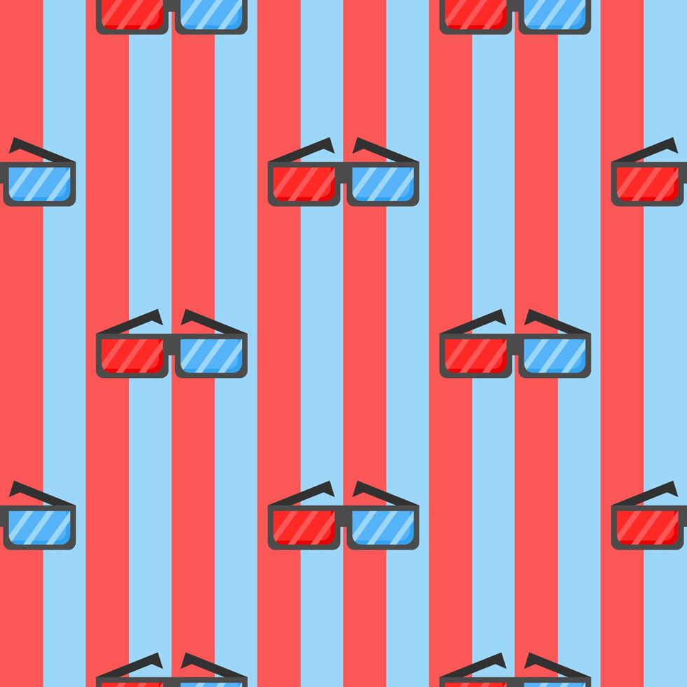 Striped 3D glasses seamless pattern background. Vector file