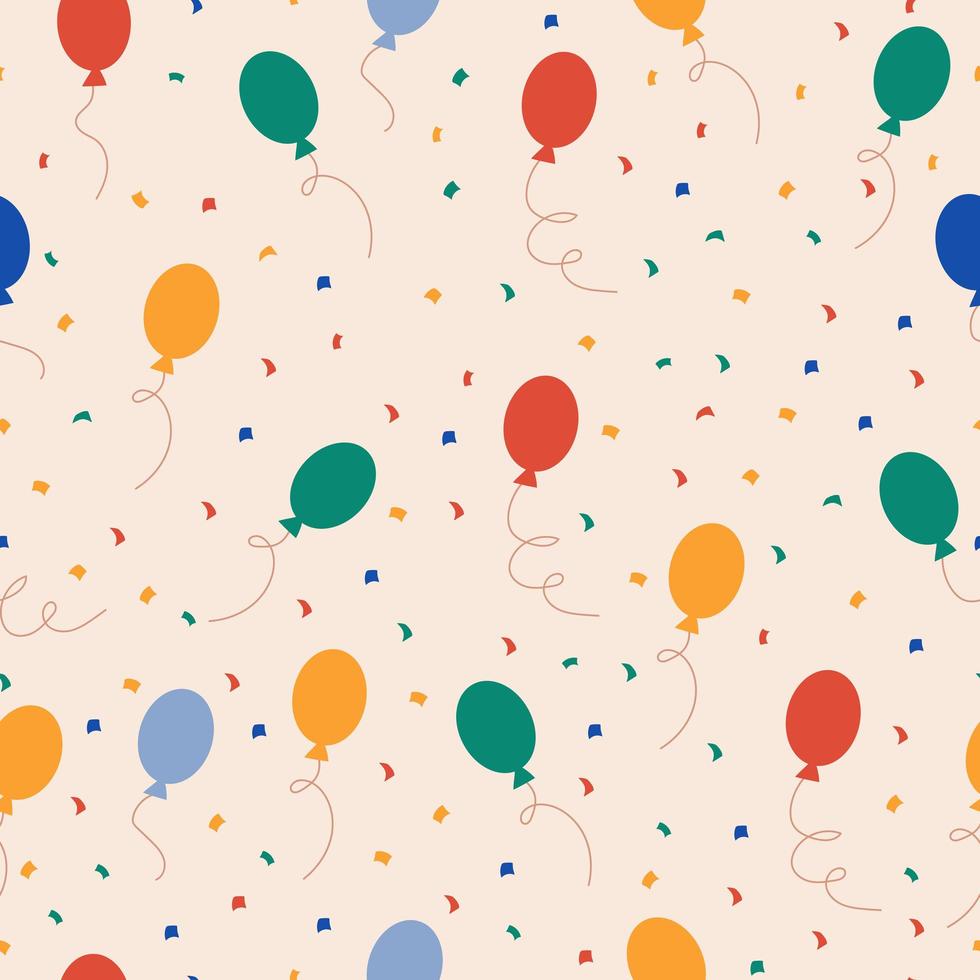 Seamless party balloon pattern on light beige background vector