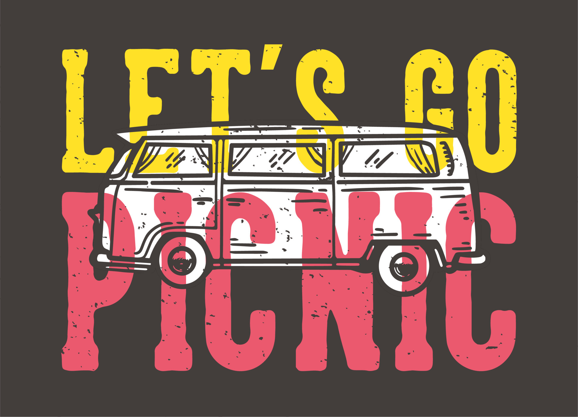 Tshirt design slogan typography let's go picnic with picnic van