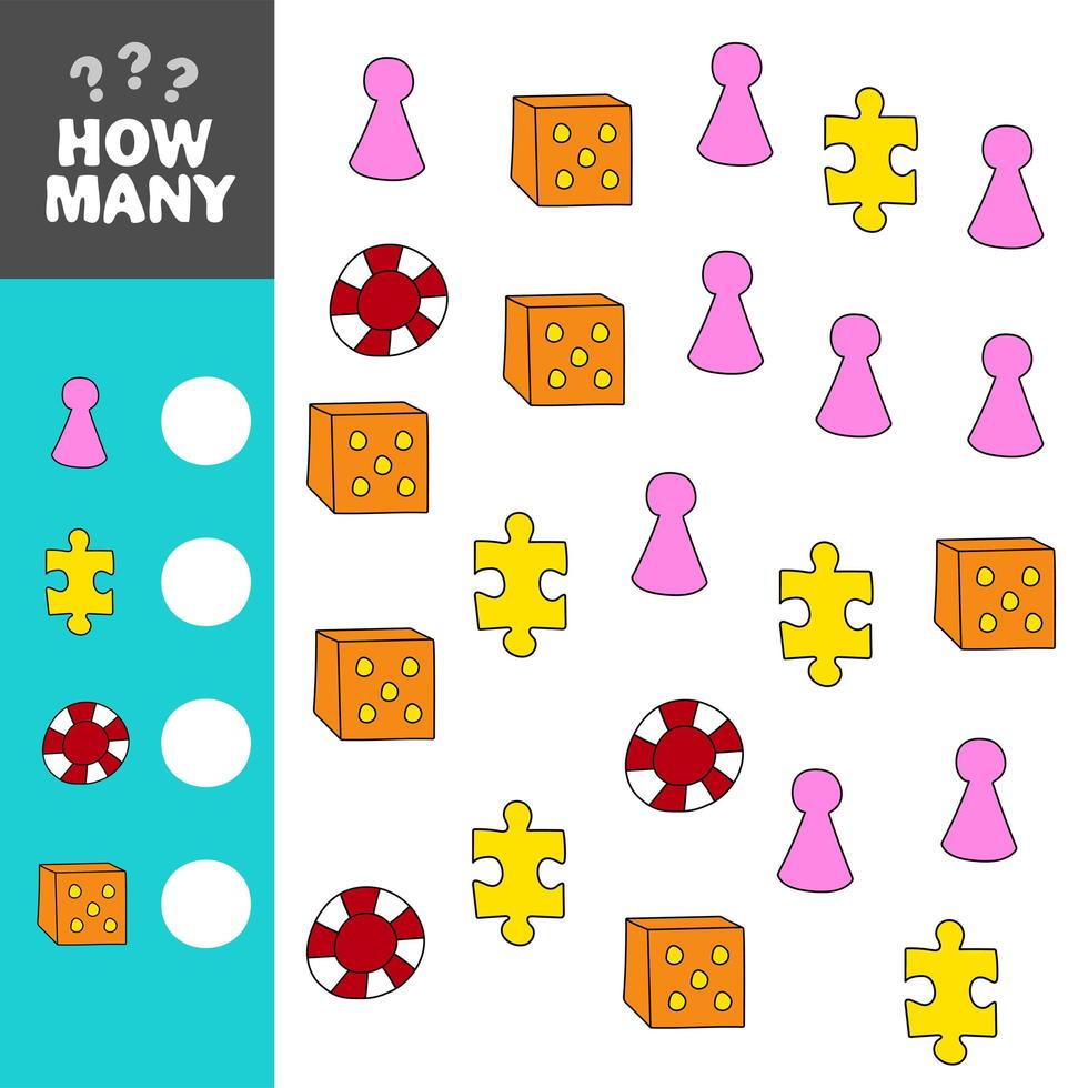 Mathematical puzzle game. Learning mathematics, tasks for preschool children. vector