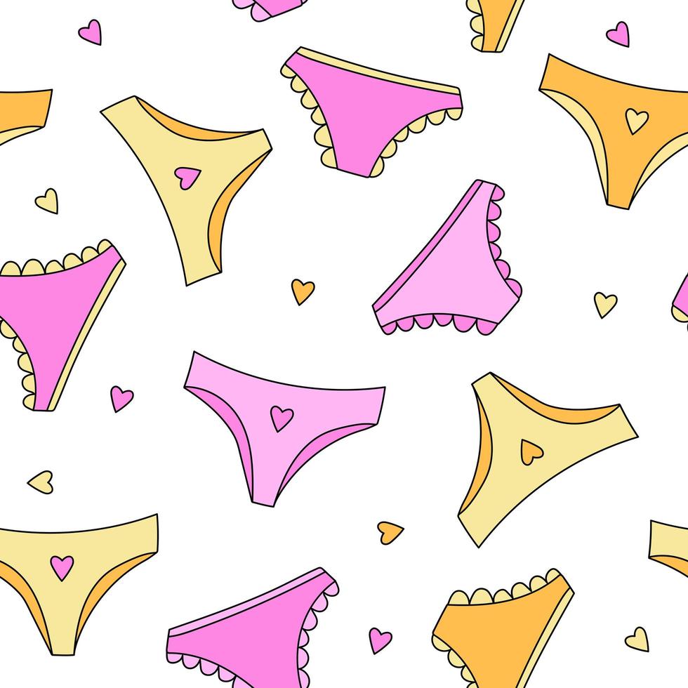 Seamless pattern with cute panties. Vector Positive Period texture