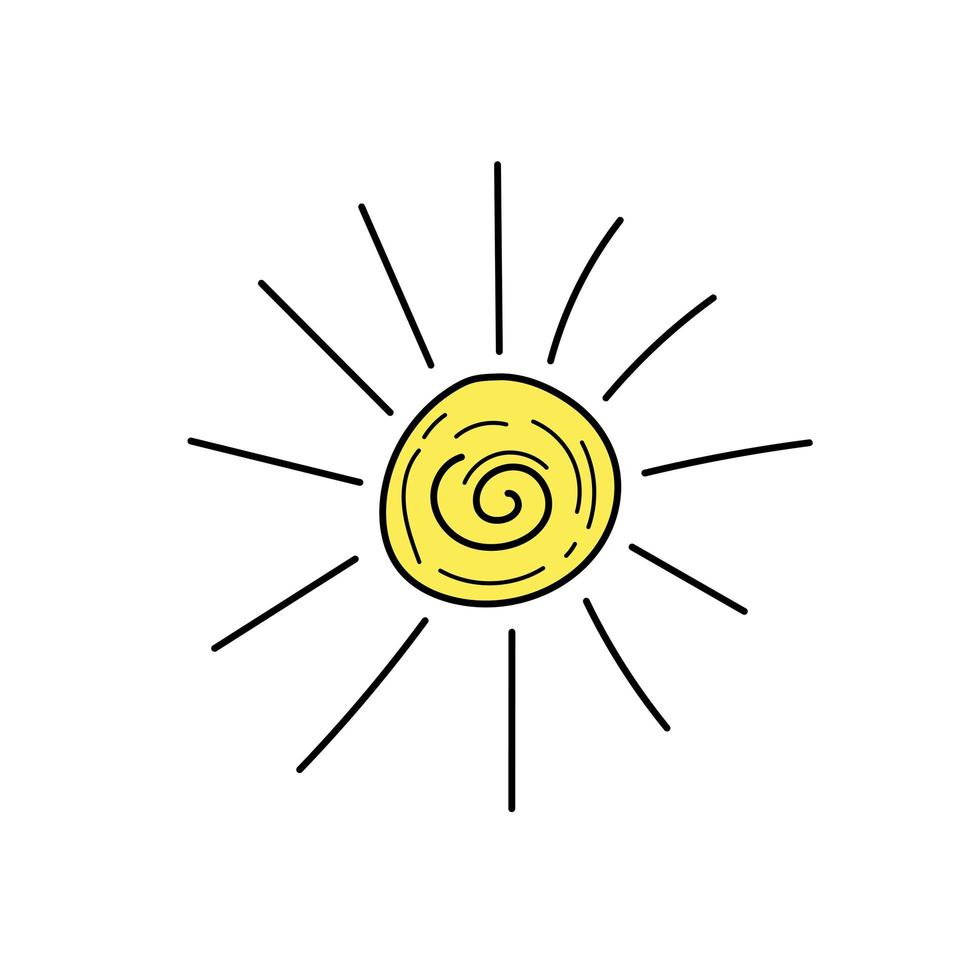 boceto de sol. ilustración vectorial. doodle de sol. icono dibujado a mano simple en blanco vector