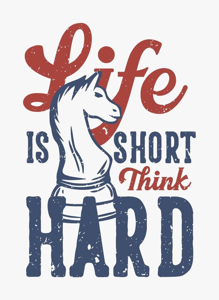 t shirt design life is short think hard with chess vintage illustration vector