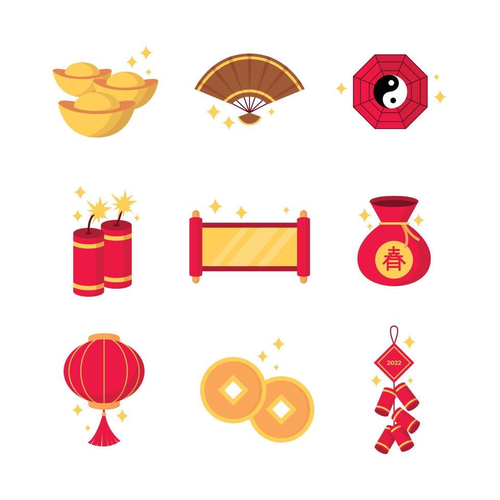 conjunto de iconos de gong xi fa cai vector