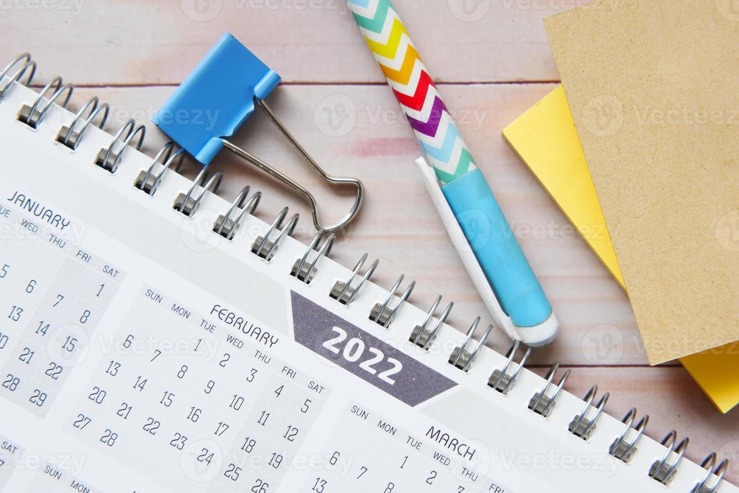2022 J year calendar on office desk photo