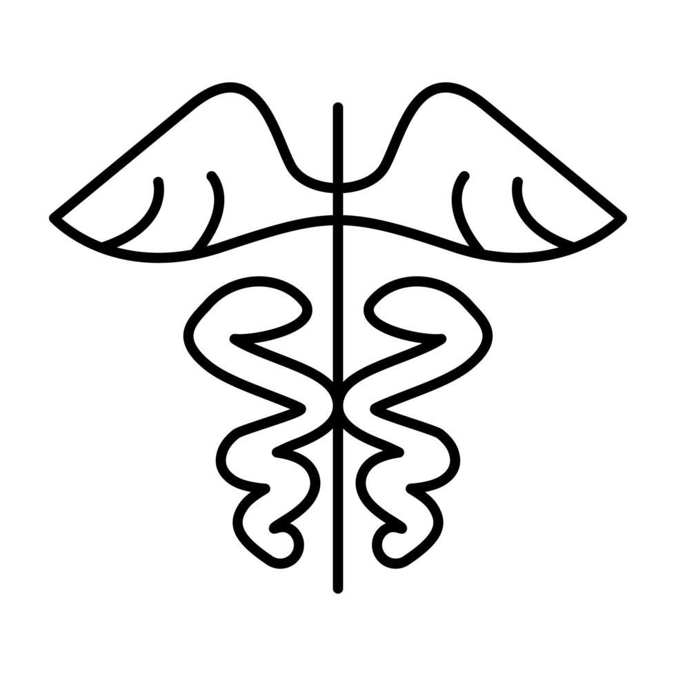 Caduceus Line Icon vector
