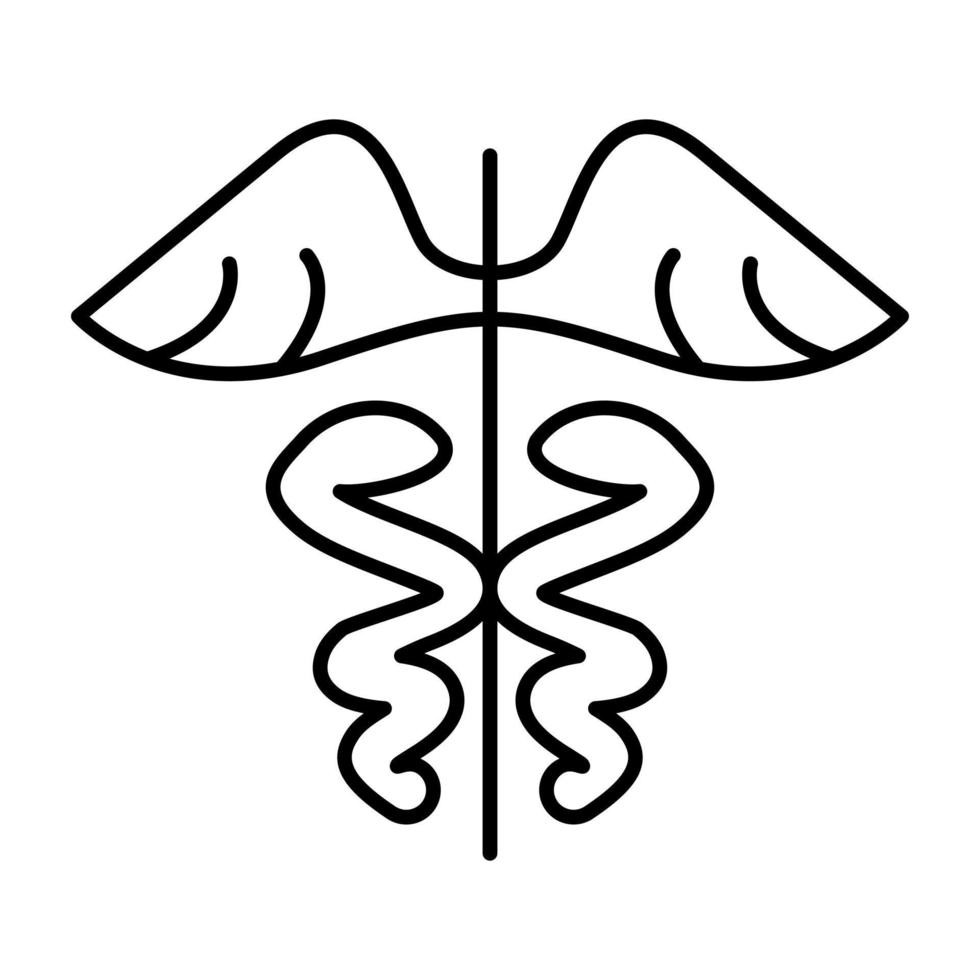 icono de línea de caduceo vector