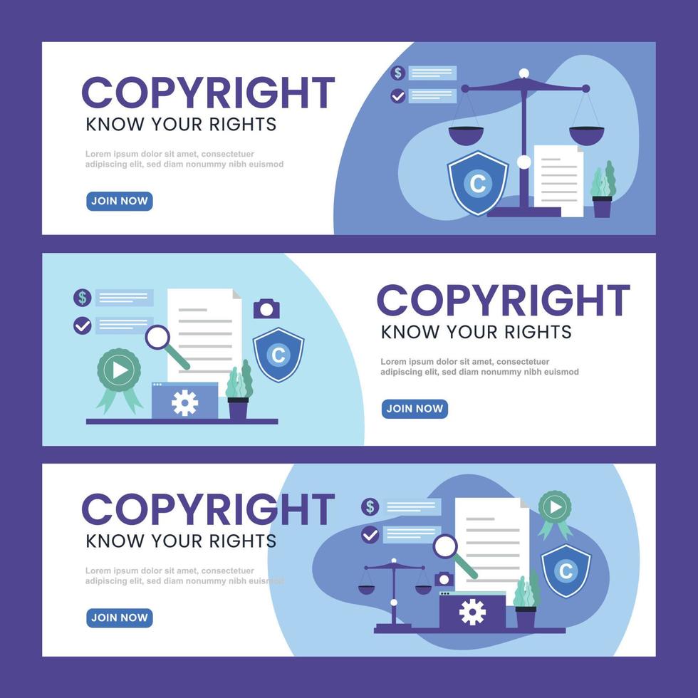 Set of Copyright Law Banners vector