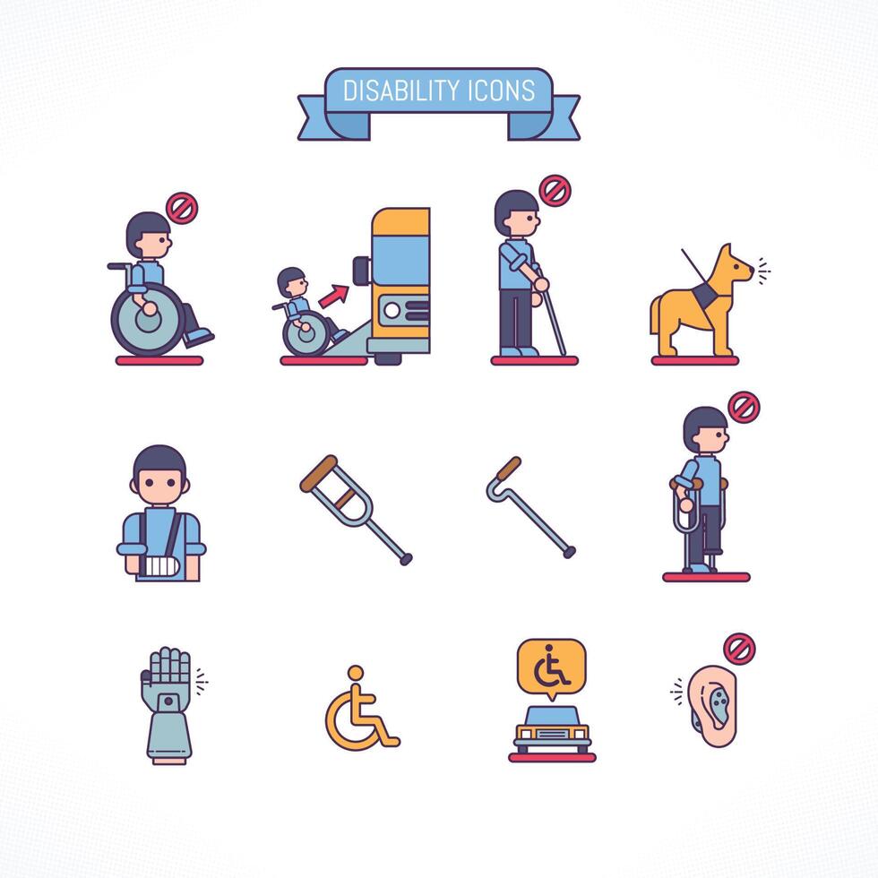 Disability Icons Set vector